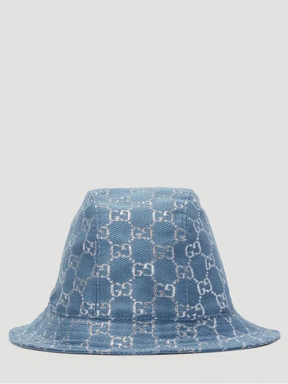 New Gucci GG supreme Monogram blue lame Bucket Hat